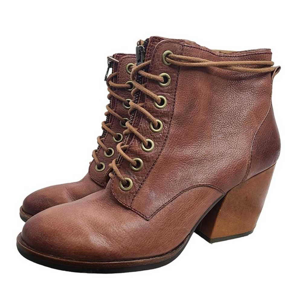 KORK EASE Kalpana Red Brown Leather Lace Up Zip F… - image 3