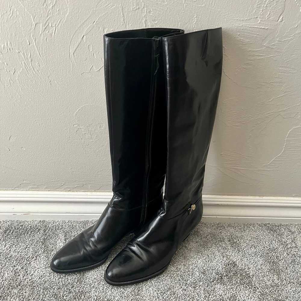 Vintage Salvatore Ferragamo Leather Knee High Rid… - image 1