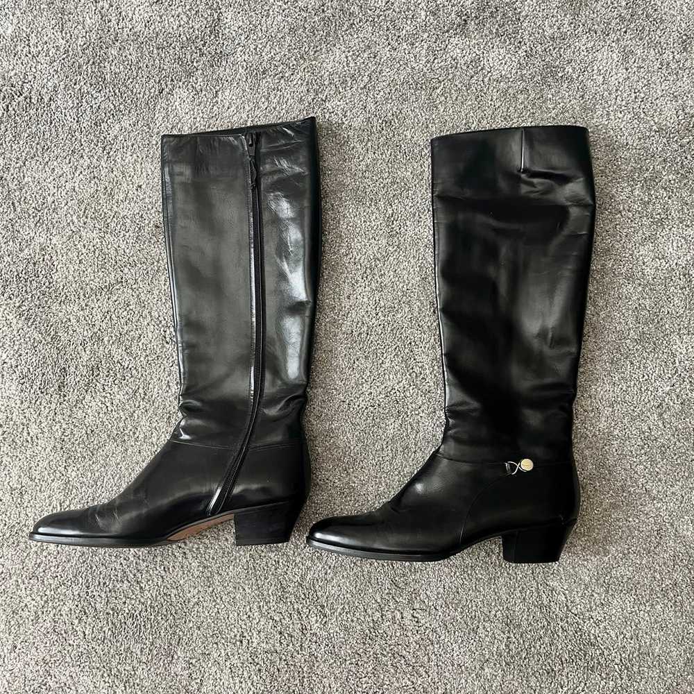 Vintage Salvatore Ferragamo Leather Knee High Rid… - image 2