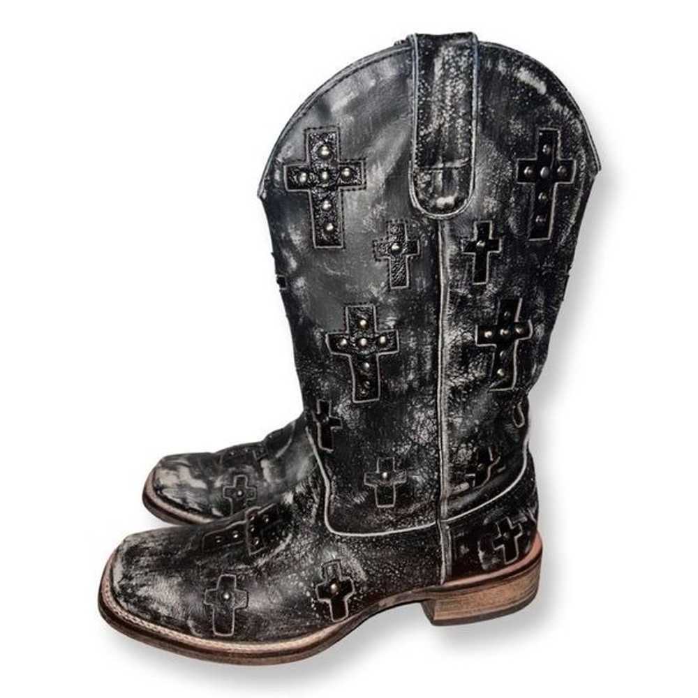 Roper Women’s Western Black Leather Cross Mid Cal… - image 5