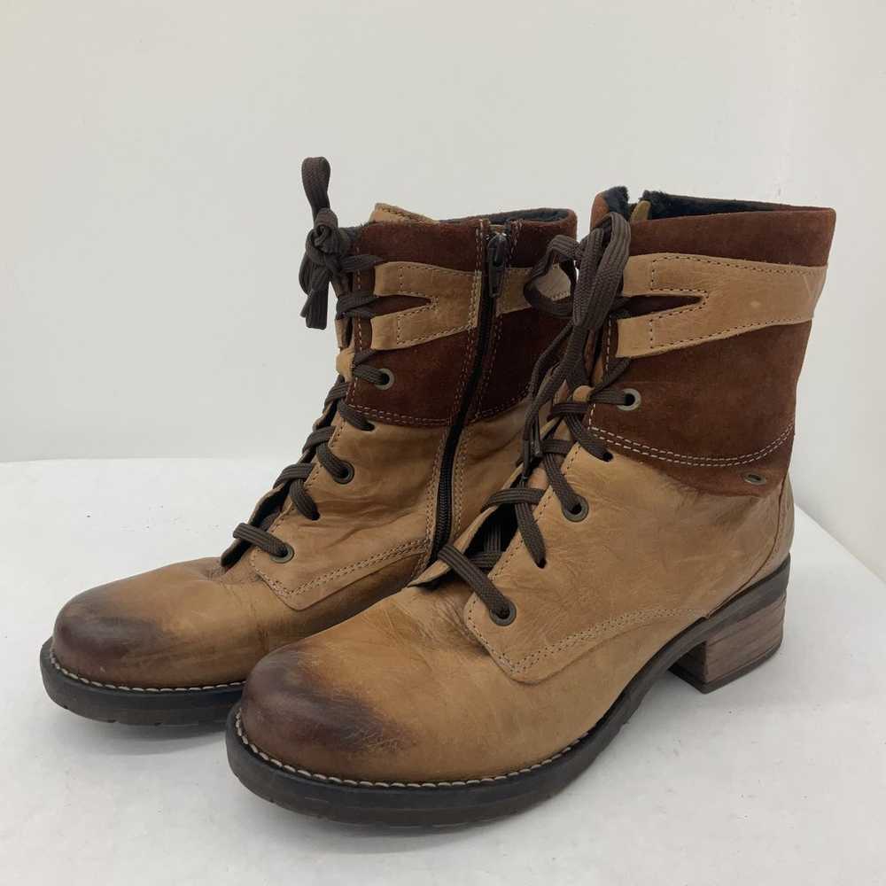 Dromedaris Brown Leather Combat Boots Women's Siz… - image 2