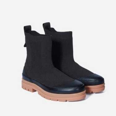 Everlane Black Utility High Ankle Boots in Reknit 