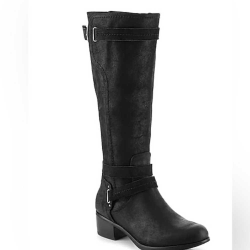 UGG Darcie Black Riding Boots Distressed Buckle W… - image 1