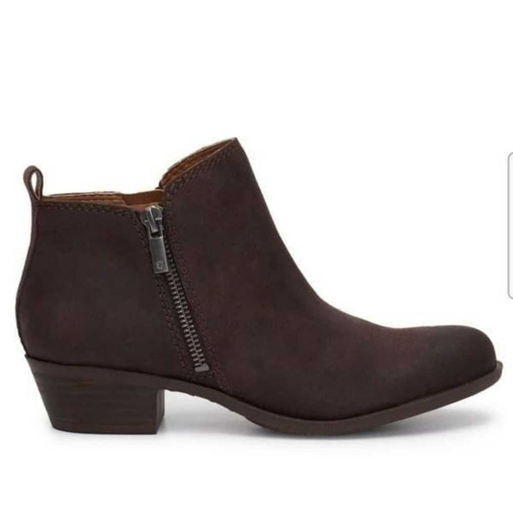 New Lucky Brand Basel Angle Bootie Dark Brown sue… - image 2