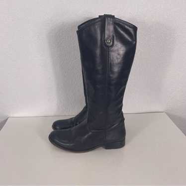 Frye Black Leather Tall Pull On Riding Boots - image 1