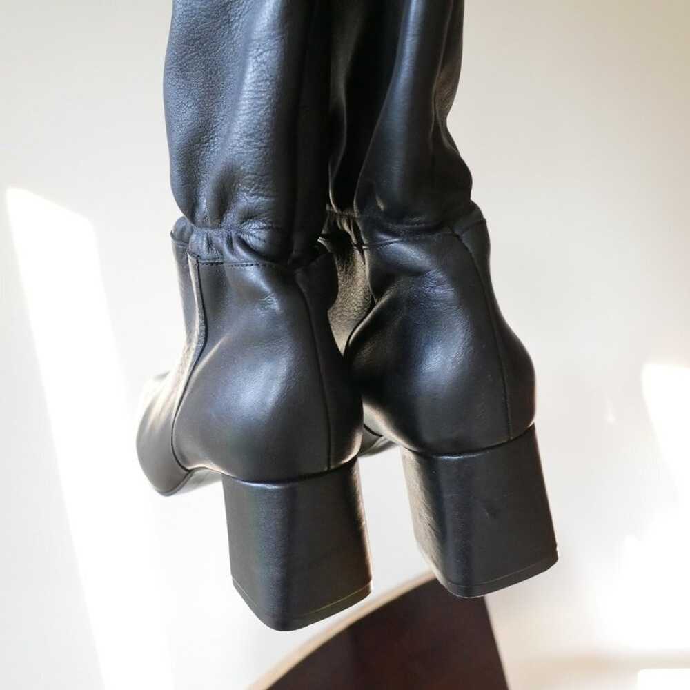 Zara New Black Leather Boots Heeled Over The Knee… - image 11