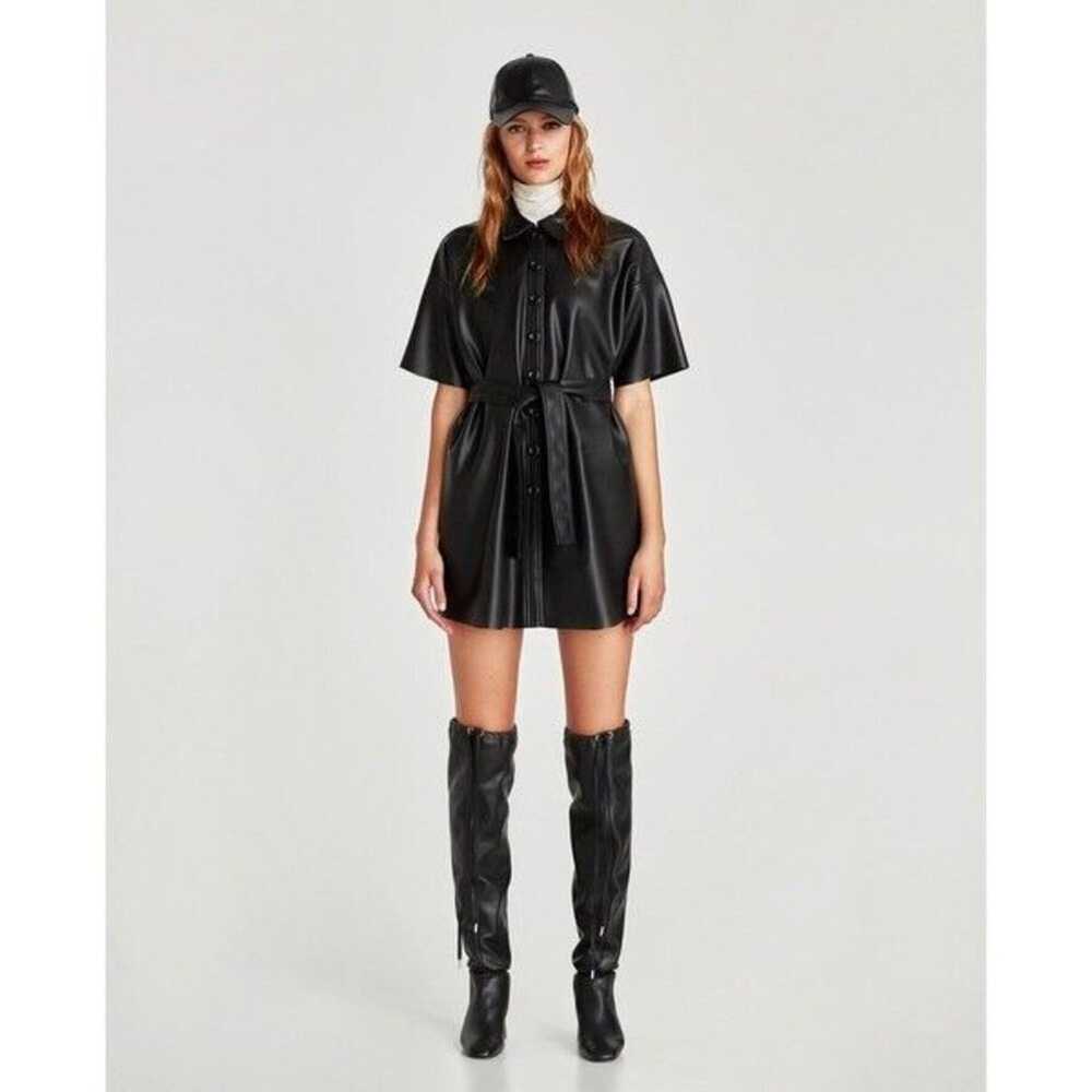 Zara New Black Leather Boots Heeled Over The Knee… - image 12