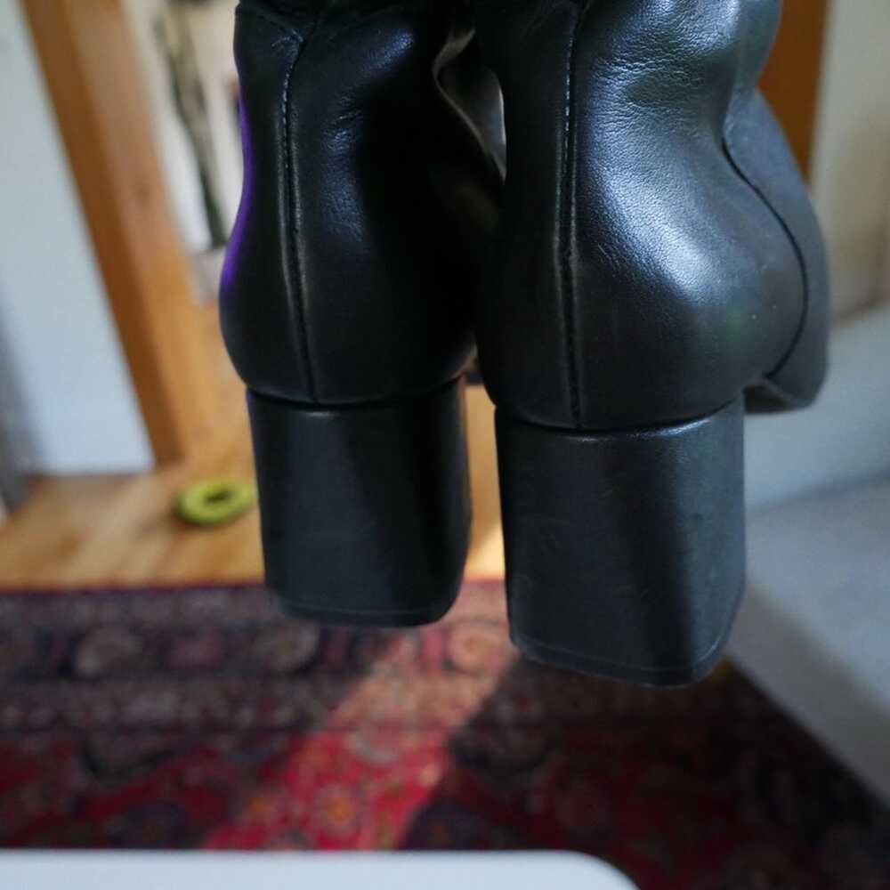 Zara New Black Leather Boots Heeled Over The Knee… - image 7