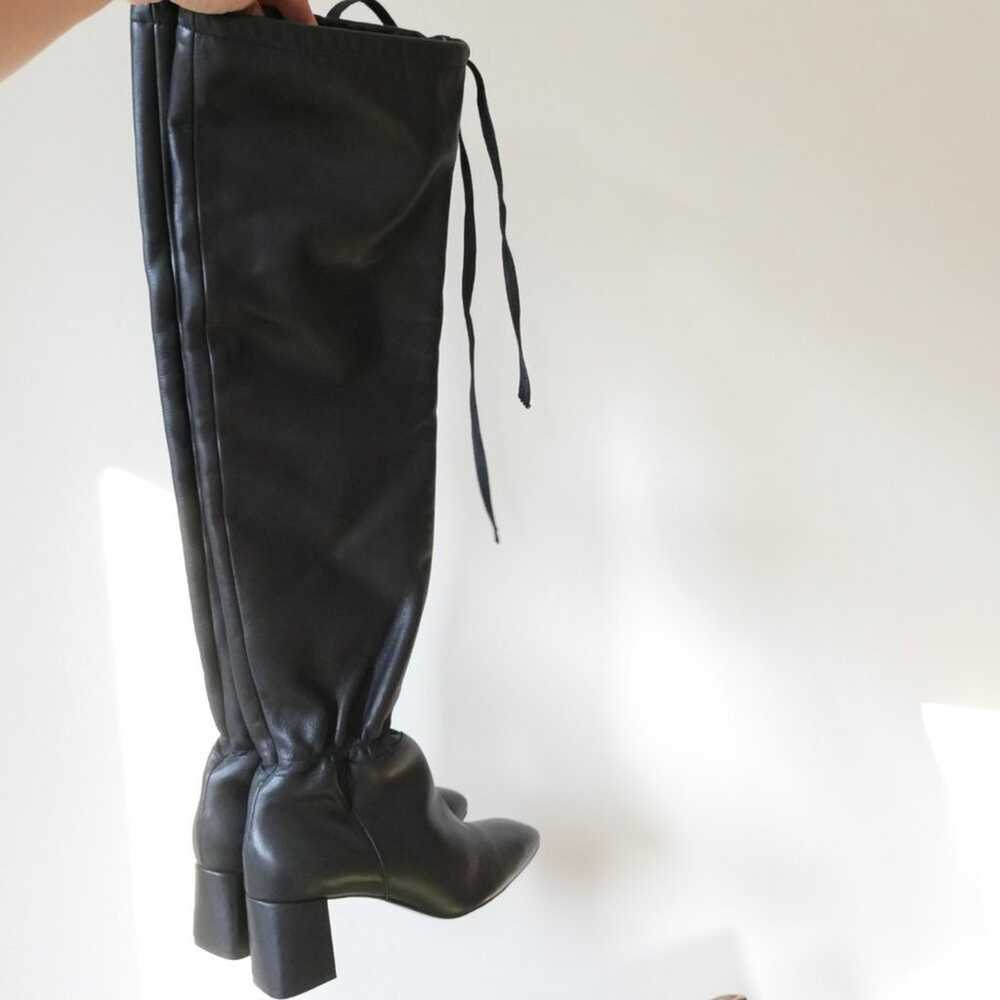 Zara New Black Leather Boots Heeled Over The Knee… - image 8