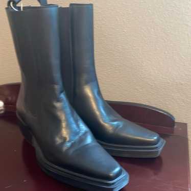 8 By YOOX Leather Square toed boots size 39 - image 1