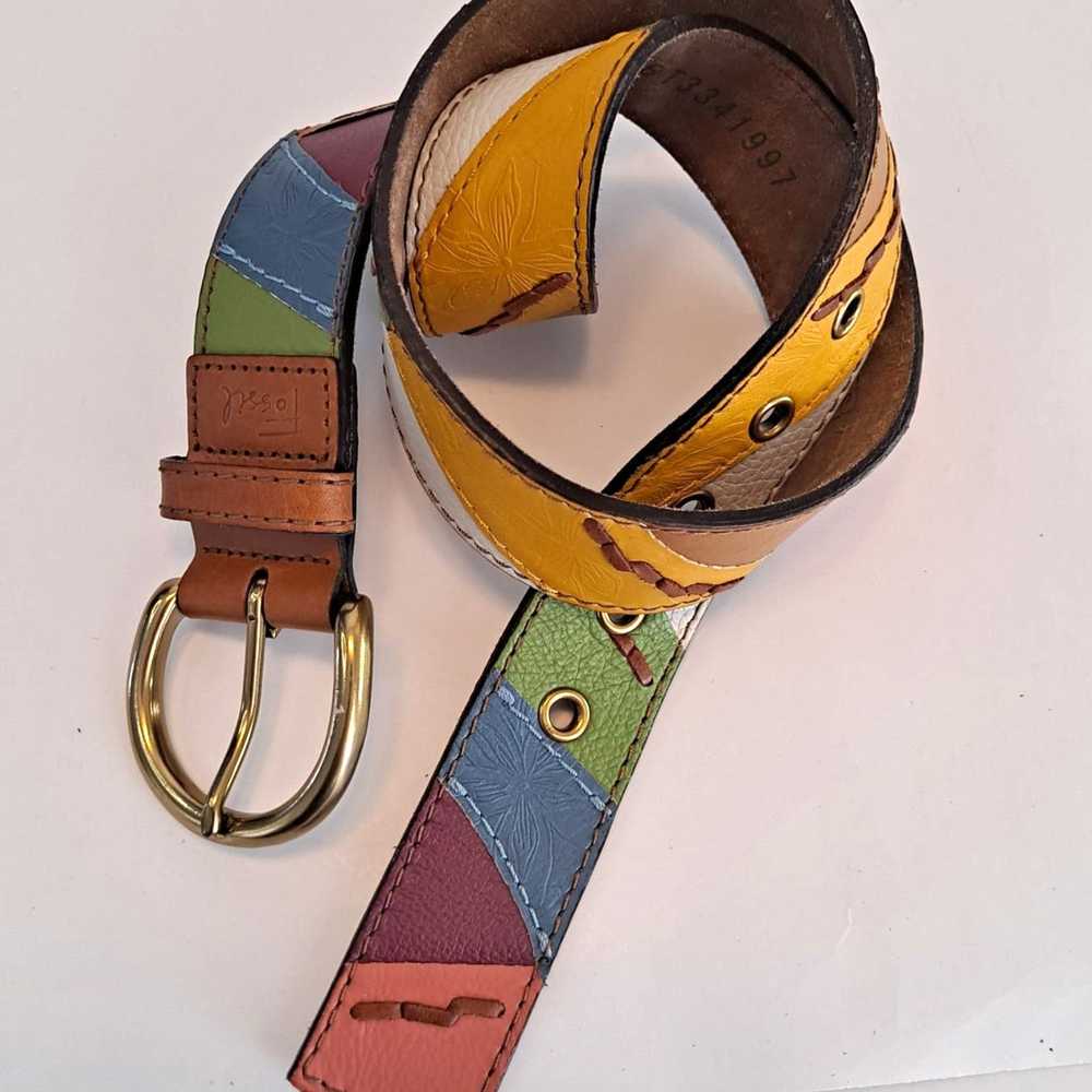 Fossil Fossil Leather Belt 70s Vintage Look Patch… - image 1