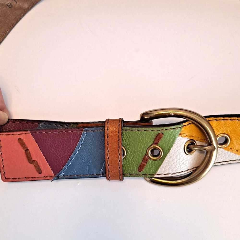 Fossil Fossil Leather Belt 70s Vintage Look Patch… - image 2