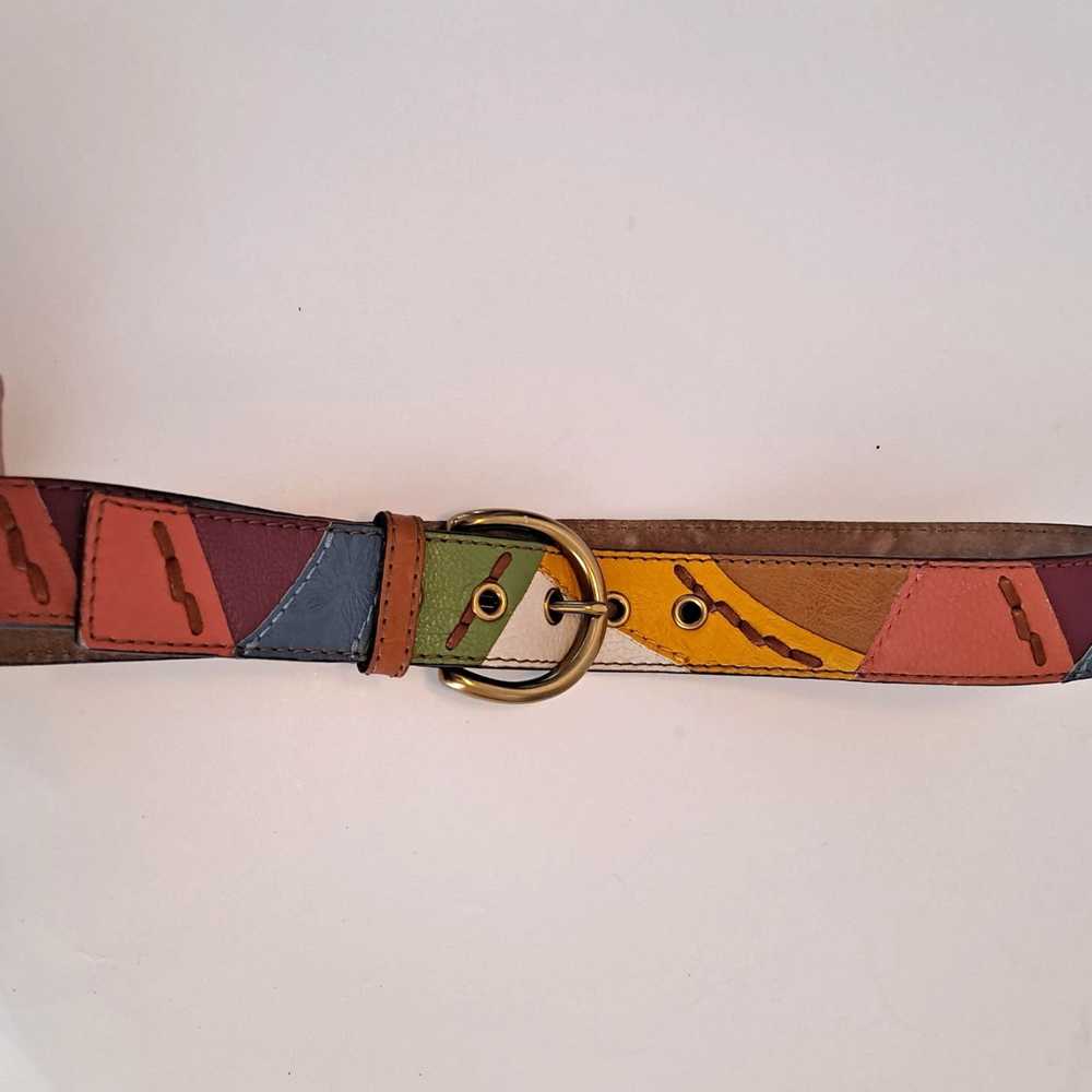 Fossil Fossil Leather Belt 70s Vintage Look Patch… - image 4