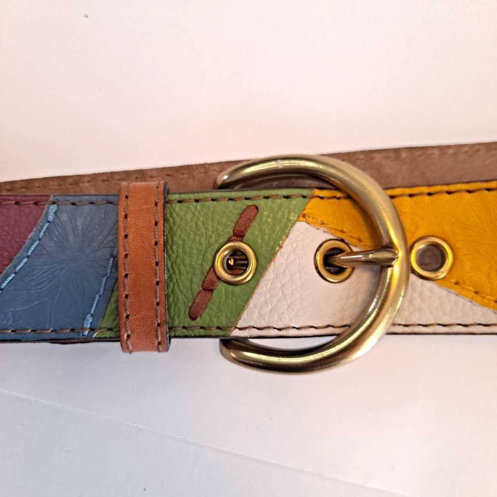 Fossil Fossil Leather Belt 70s Vintage Look Patch… - image 6