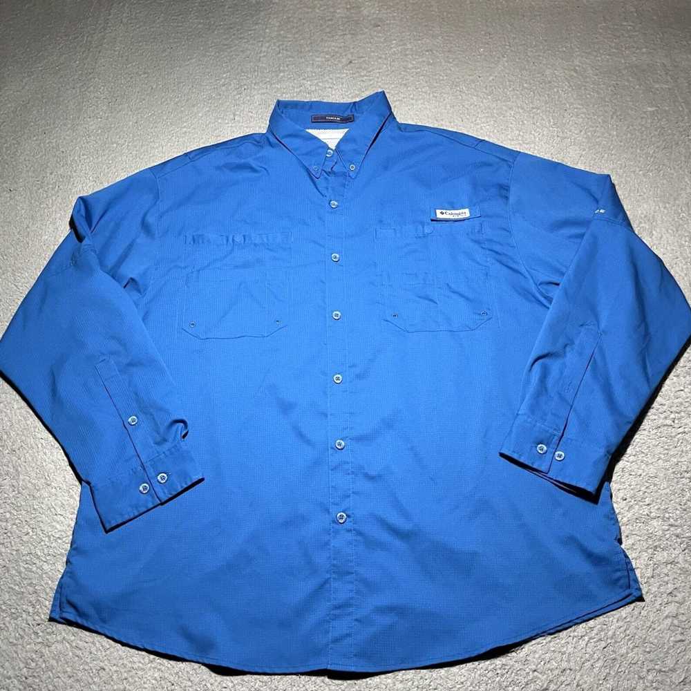 Vintage Mens 2X Blue Tamiami Long Sleeve Fishing … - image 1