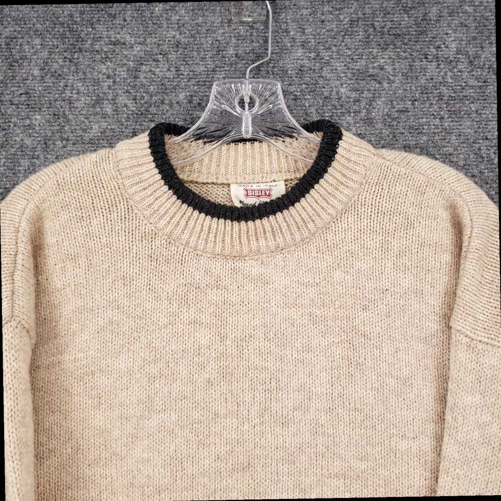 Sisley Elegant Beige Relaxed Fit Crew Neck Wool P… - image 2