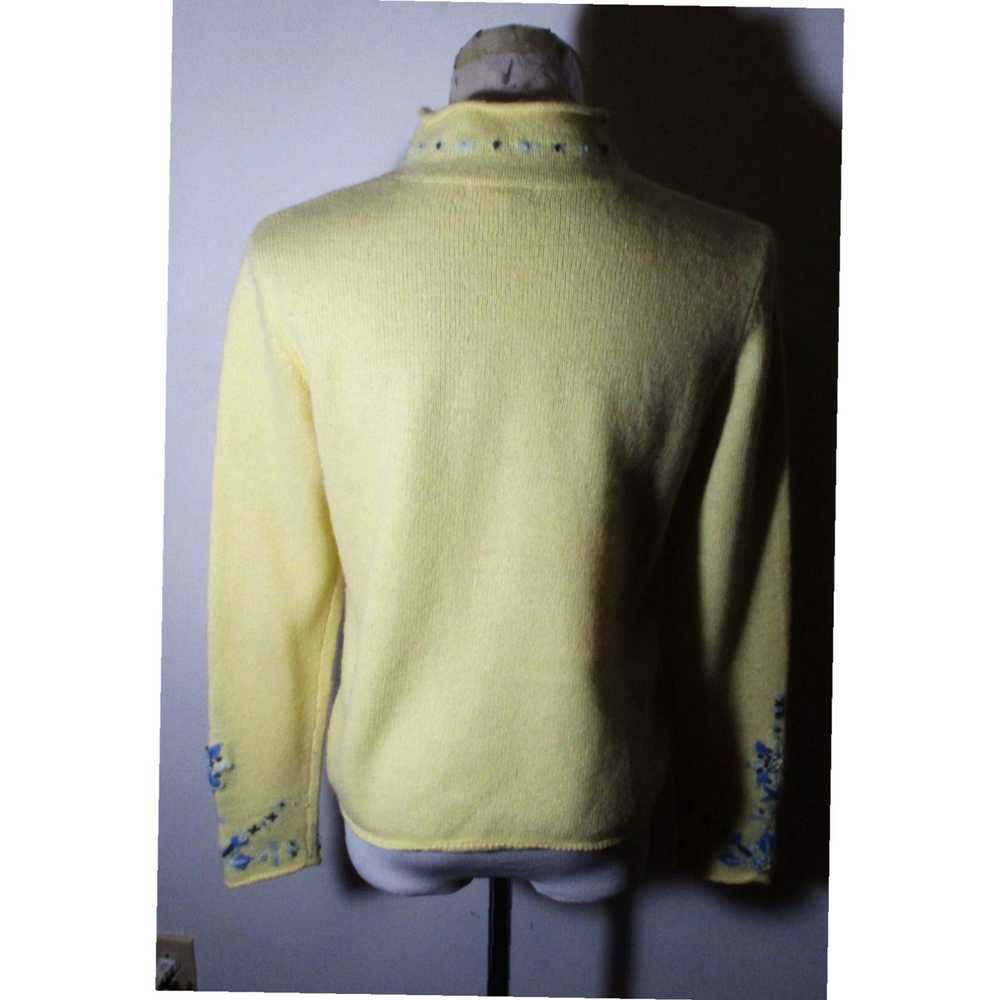 Blend Yellow Angora Blend Embroidered Mock Neck S… - image 5