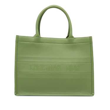 Green Dior Medium Embossed Leather Book Tote