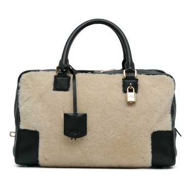 Brown LOEWE Shearling Amazona 36 Handbag