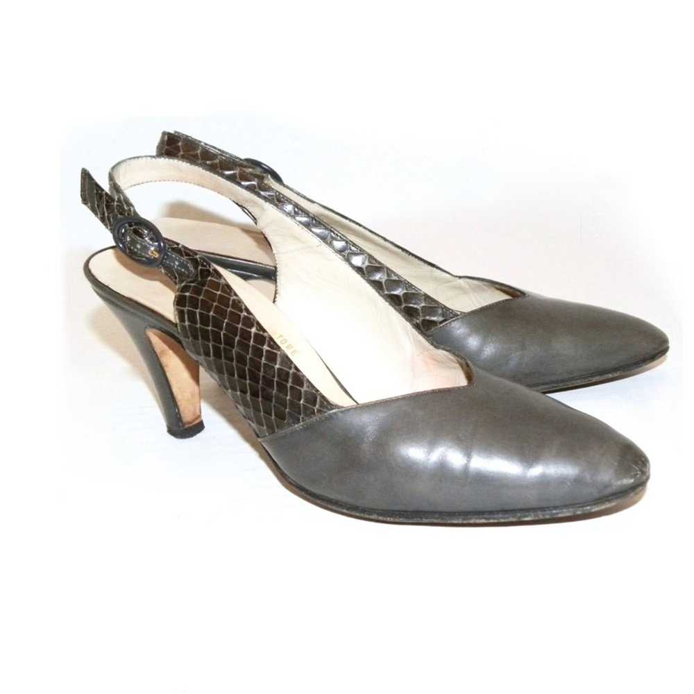 Salvatore Ferragamo Vintage Ferragamo Gray Leathe… - image 7