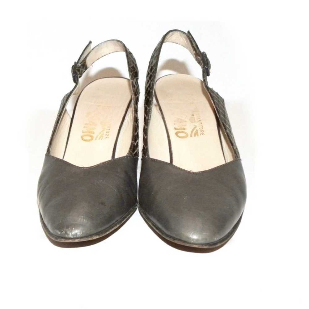 Salvatore Ferragamo Vintage Ferragamo Gray Leathe… - image 8