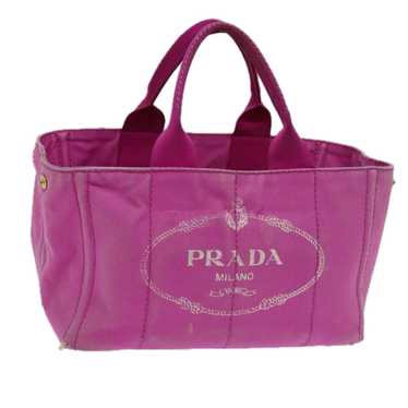 PRADA Canapa MM Hand Bag Canvas Pink Auth ti1653 - image 1