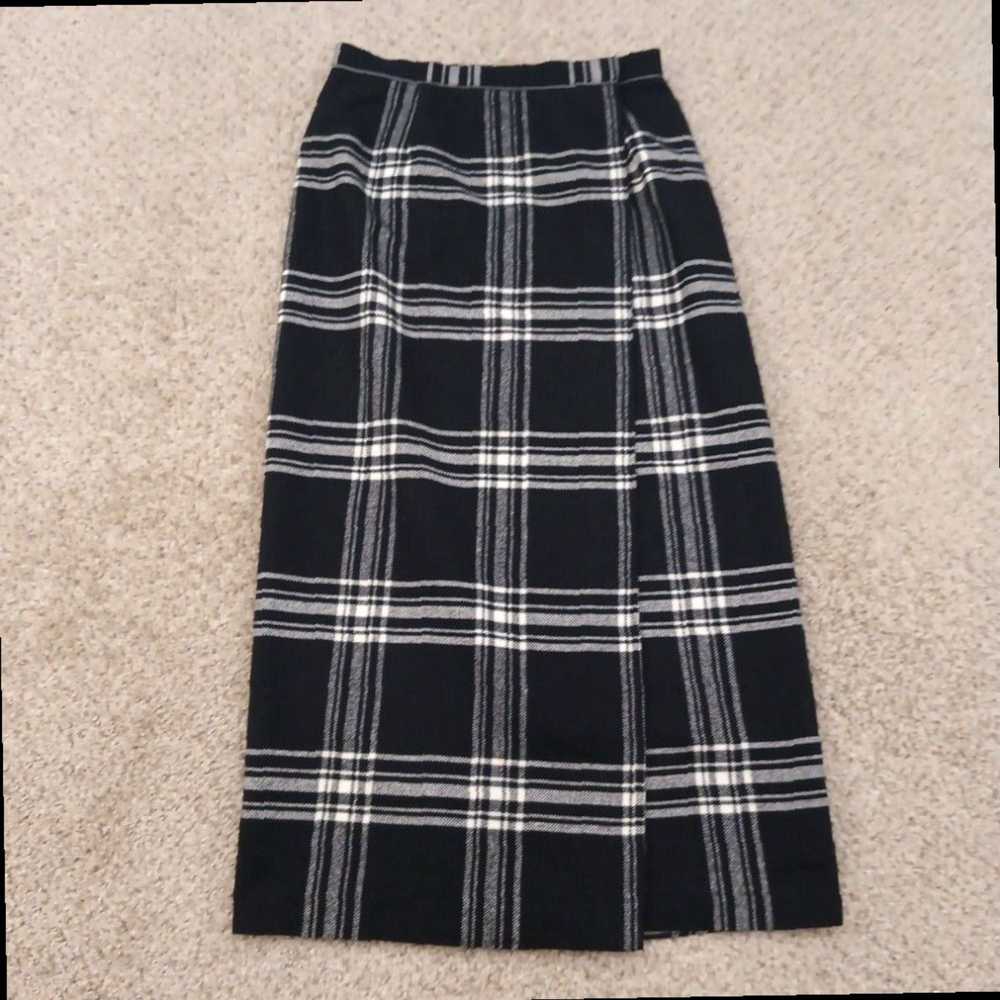 Vintage Liz Claiborne Petite Black Plaid Long Wra… - image 1