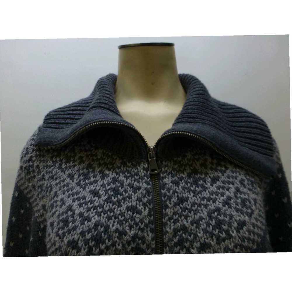 Talbots Thick Gray Birds Eye Knit Wool Blend Zip … - image 2