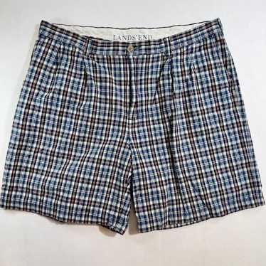 Lands End Land's End Pleated Plaid Short Men W40 … - image 1