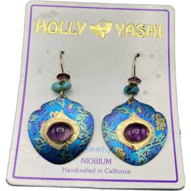 Holly Yashi fashion Amethyst Vintage Flower Pearl Earrings