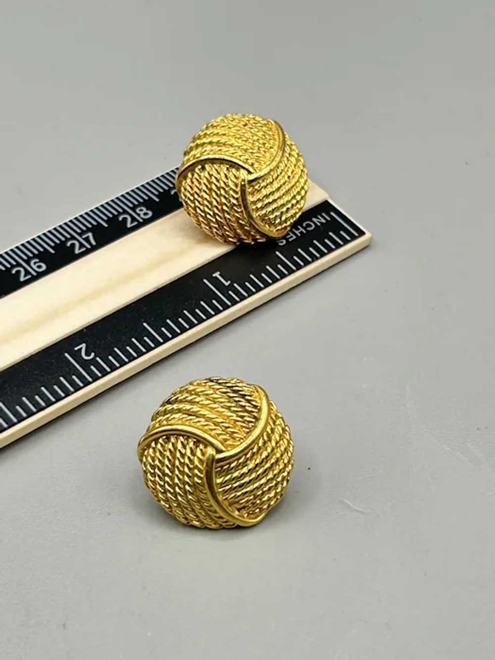 Vintage Napier Earrings Textured Gold Tone Rope K… - image 6