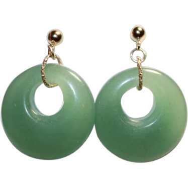 Green Aventurine Hoop Gemstone Earrings