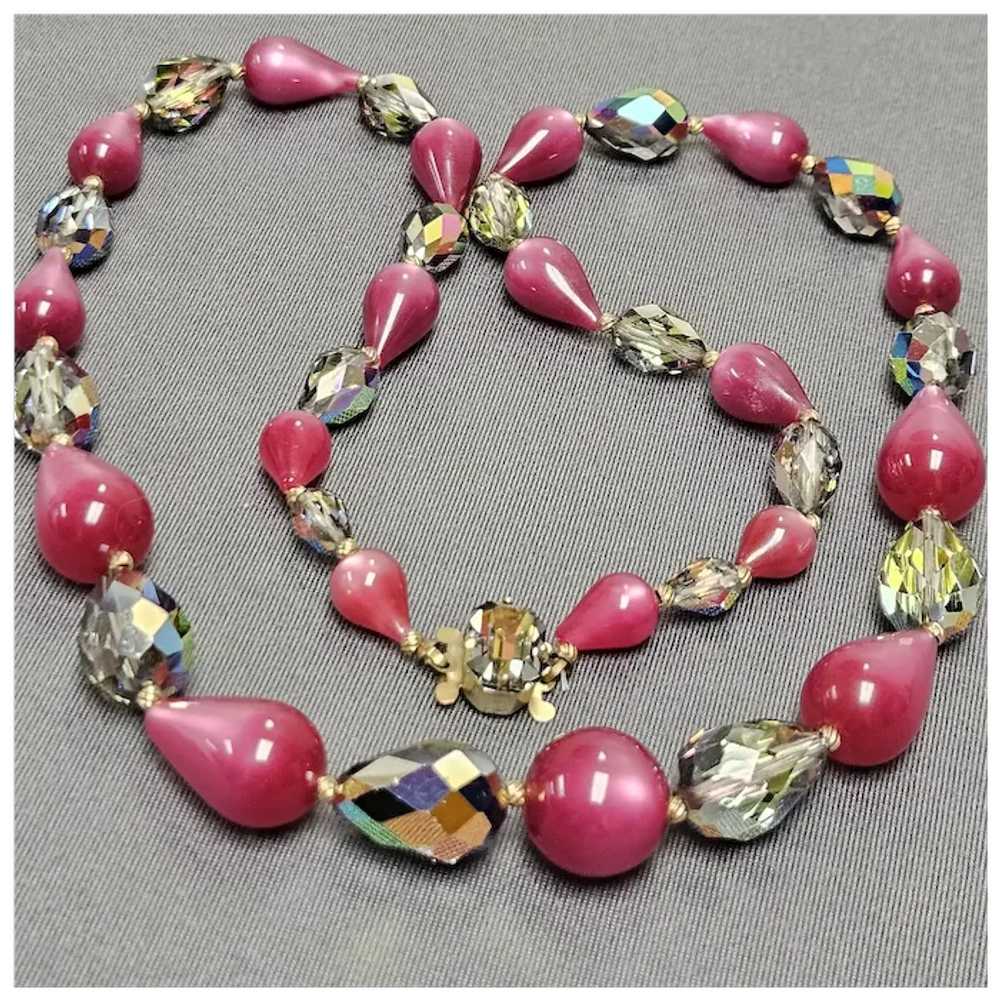 Vintage Raspberry Lucite & Aurora Borealis Facete… - image 10