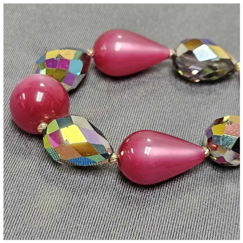 Vintage Raspberry Lucite & Aurora Borealis Facete… - image 11