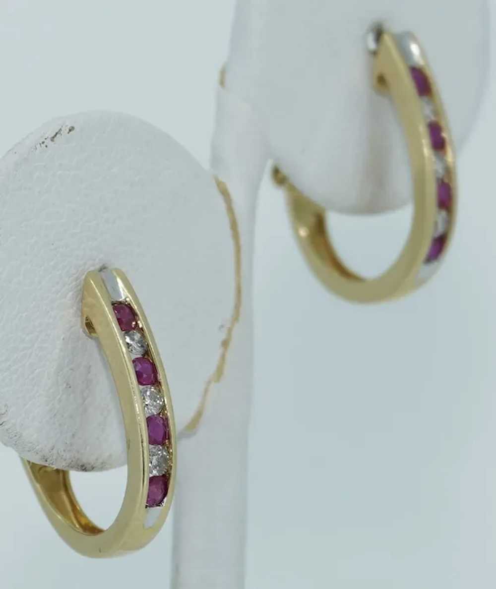 14K Ruby & Diamond Matching Ring and Earrings Set - image 6