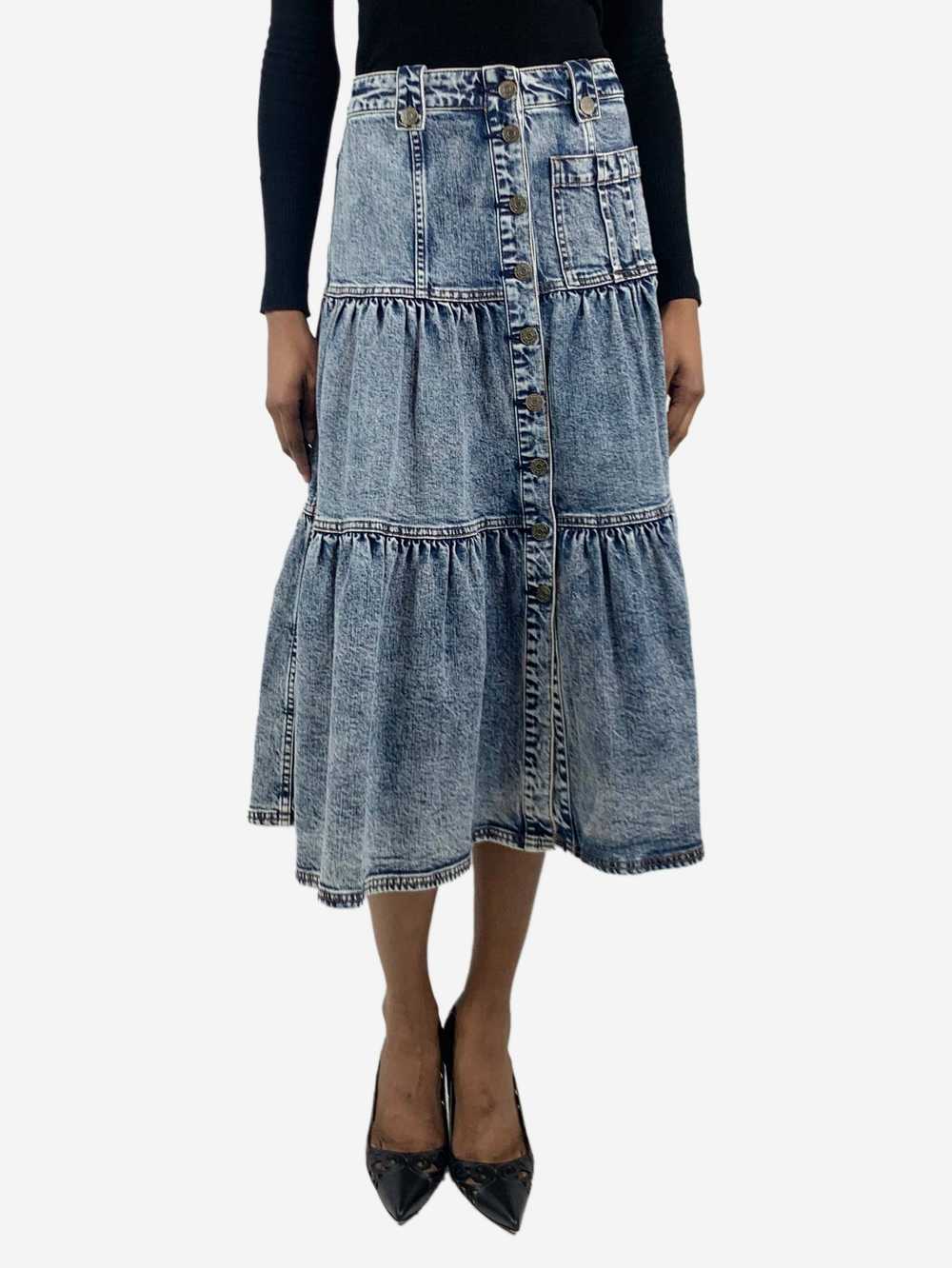 Ulla Johnson Blue denim tiered midi skirt - size … - image 1