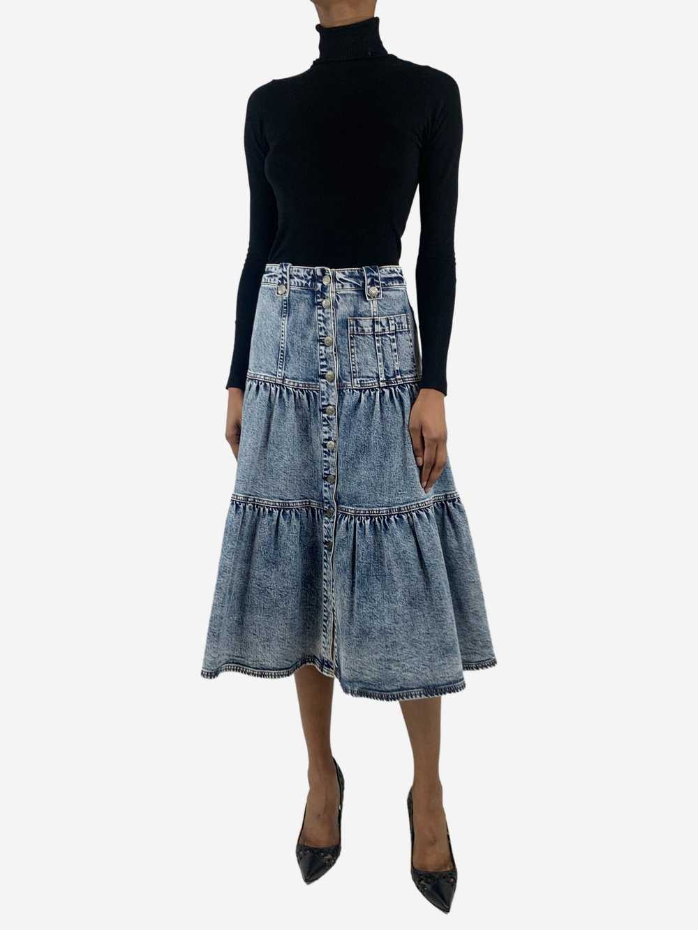 Ulla Johnson Blue denim tiered midi skirt - size … - image 2