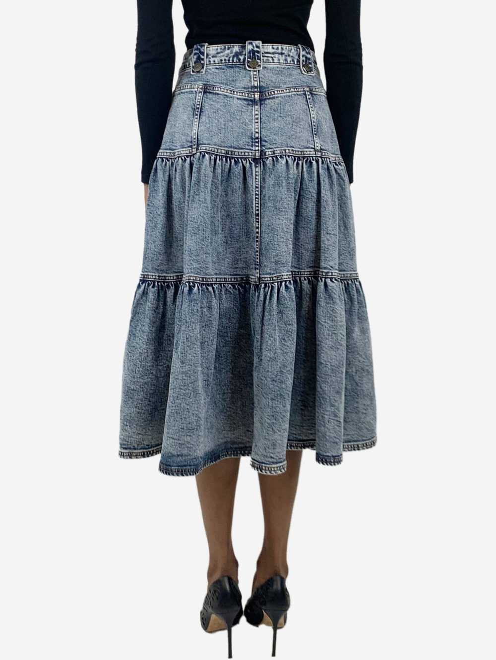 Ulla Johnson Blue denim tiered midi skirt - size … - image 3