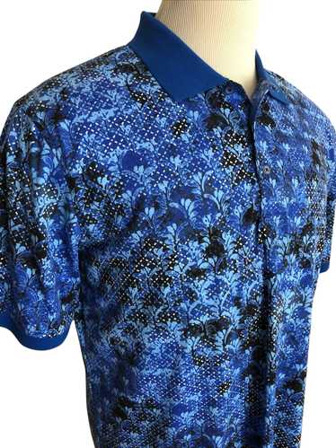 Robert Graham Blue Floral Pattern Polo