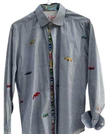 Robert Graham Blue EMBROIDERED !!  Cars Collection