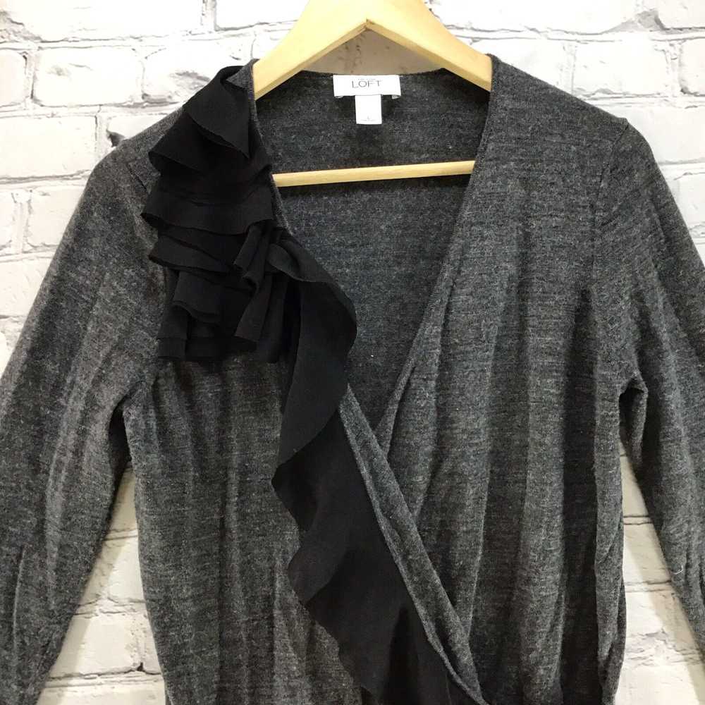 Loft Ann Taylor Loft Surplice Dark Gray Sweater B… - image 3