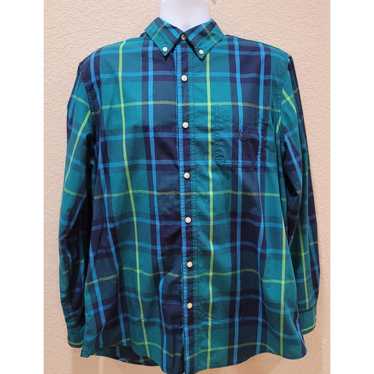 Chaps Chaps Blue Green Plaid Button Up Men's Shirt