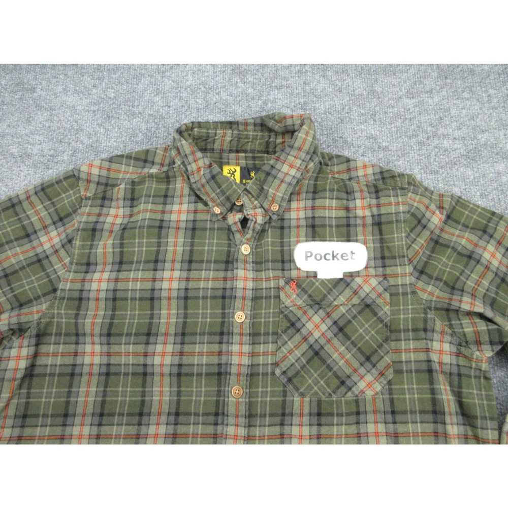 Vintage Browning Shirt Mens Large Green Plaid Lon… - image 3