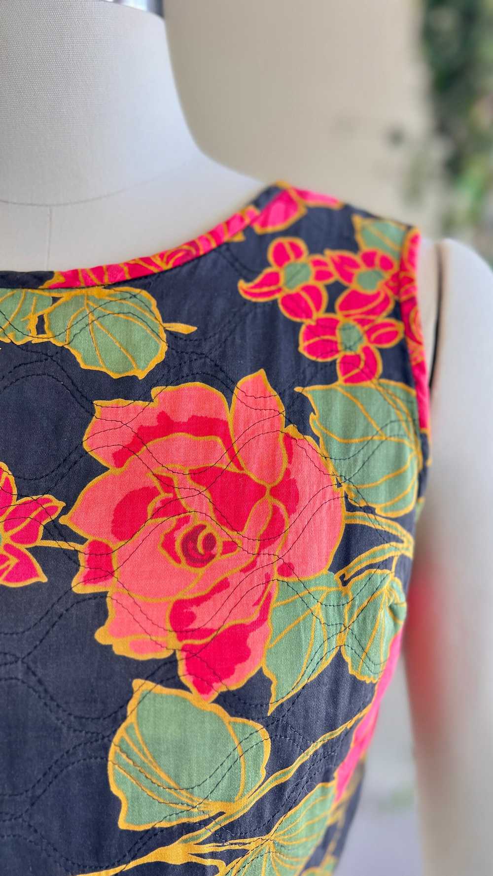 1960s Quilted Rose Top | small/medium - image 2