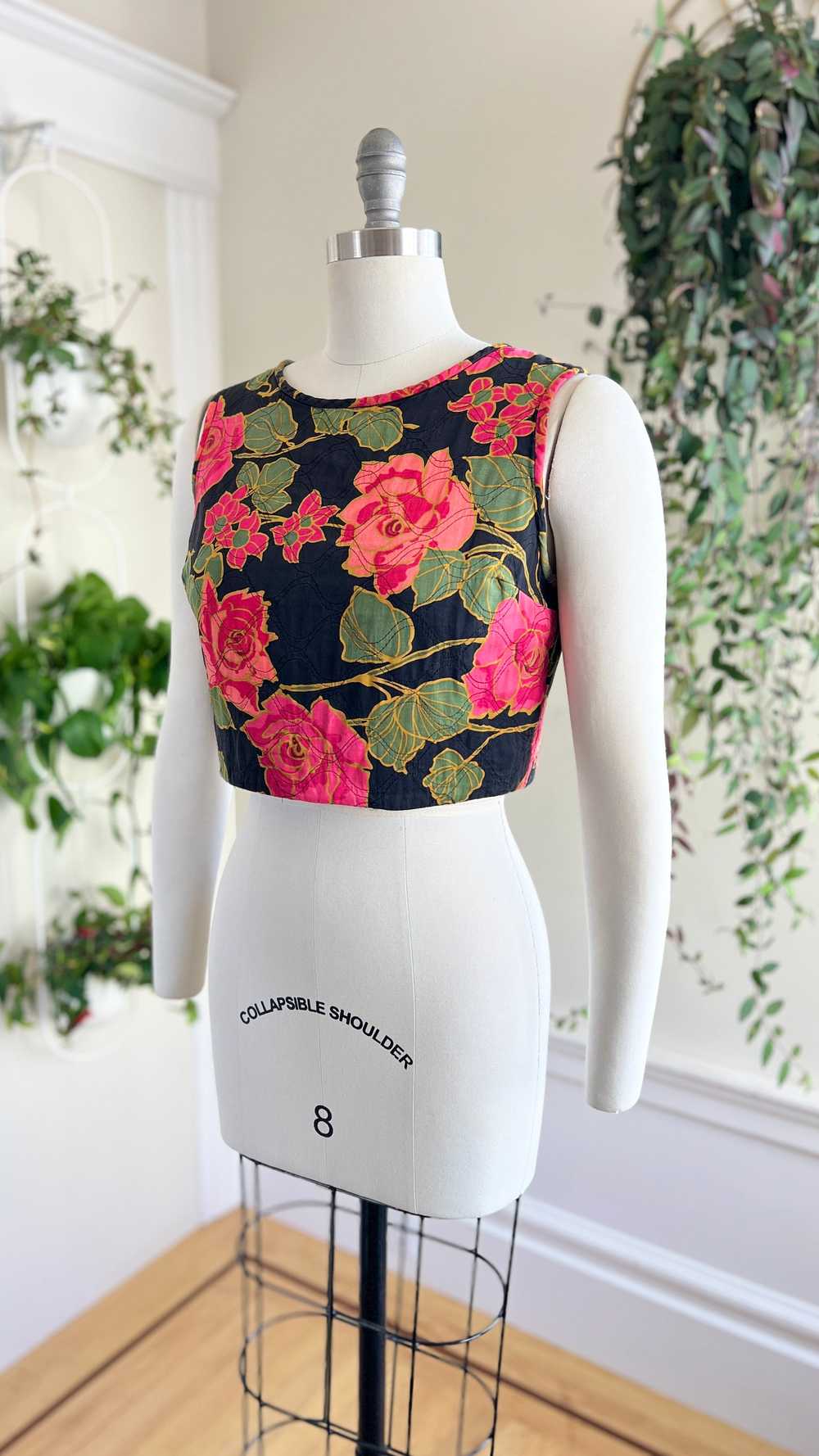 1960s Quilted Rose Top | small/medium - image 5