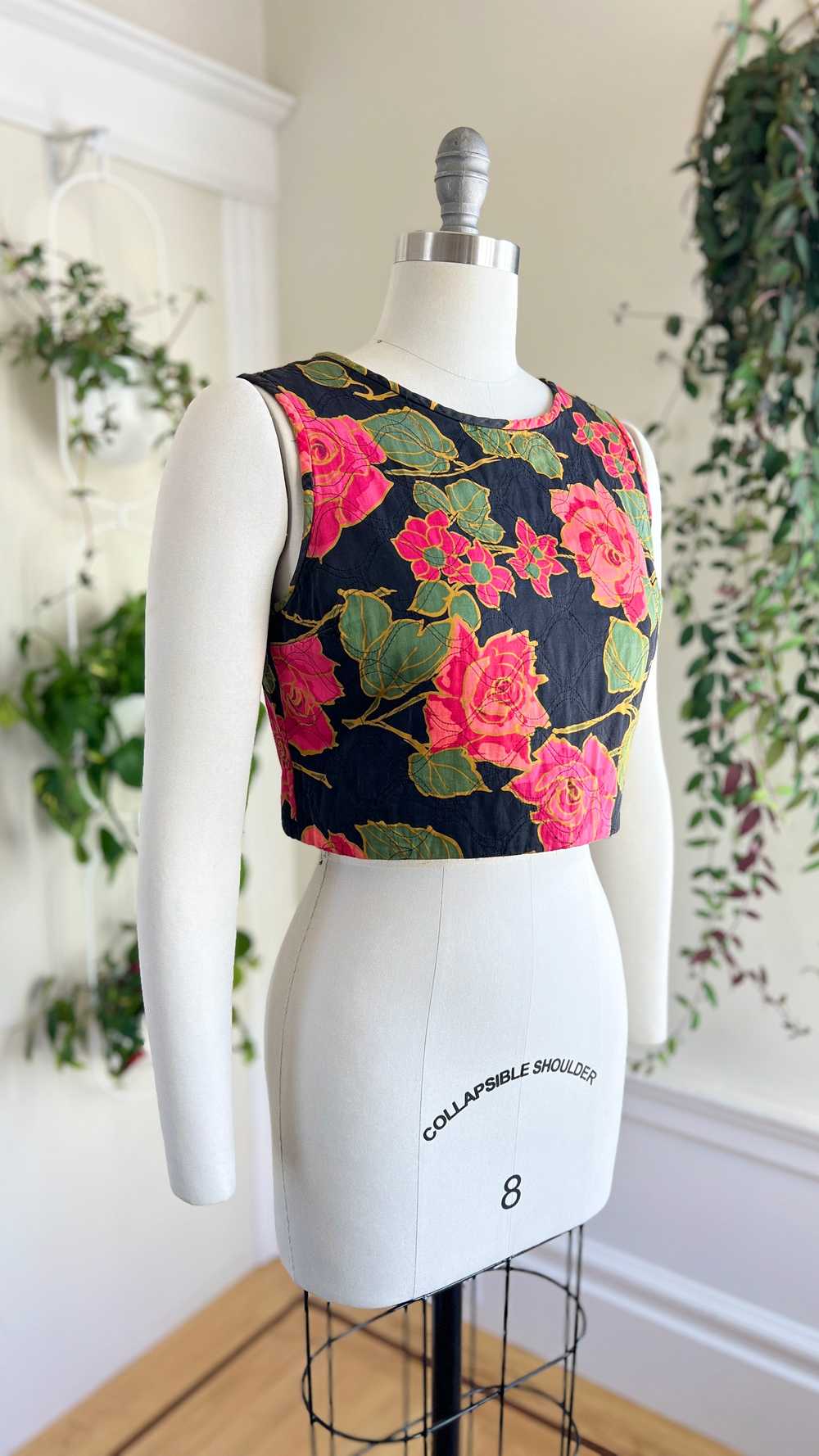 1960s Quilted Rose Top | small/medium - image 6