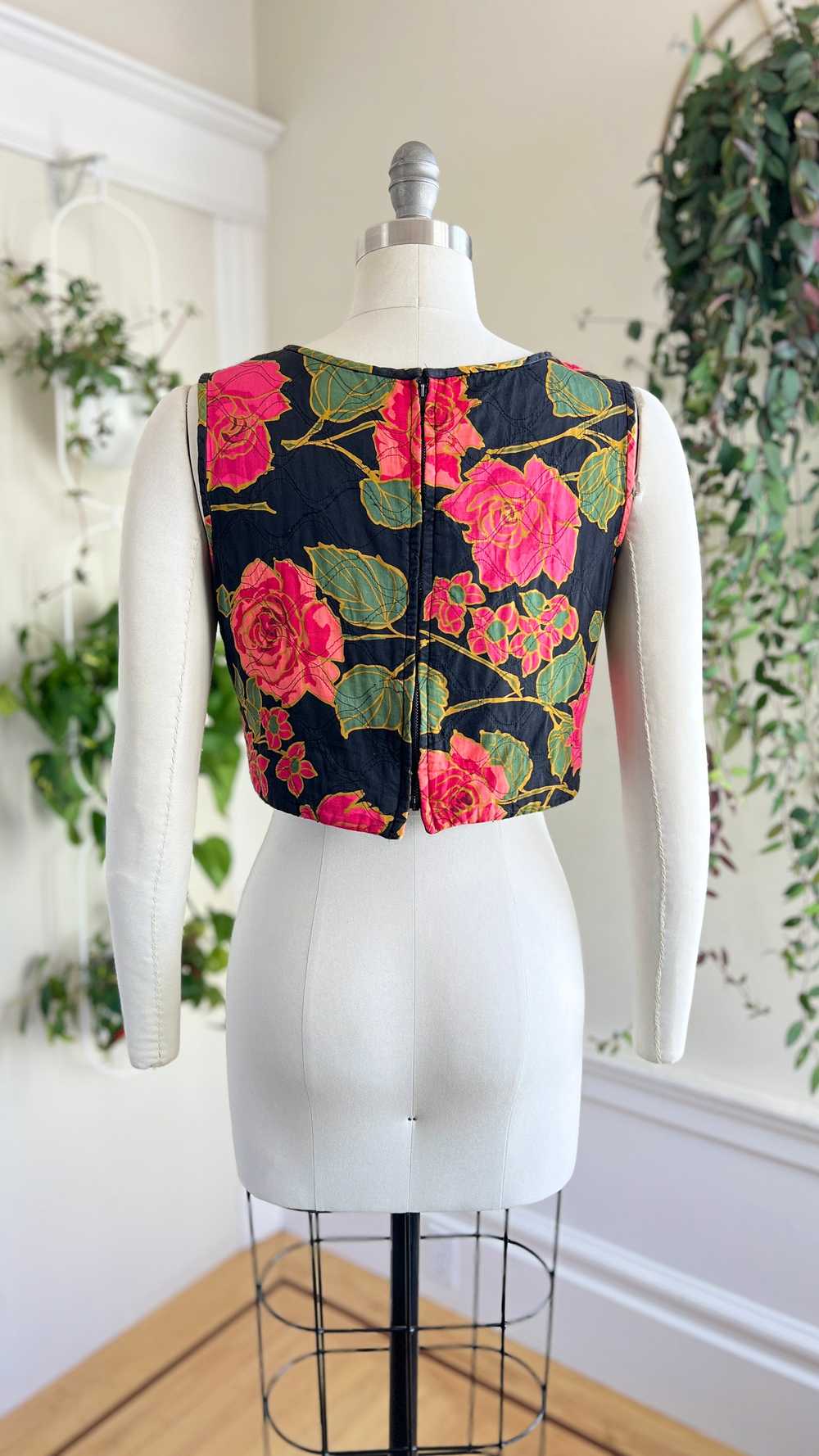 1960s Quilted Rose Top | small/medium - image 7