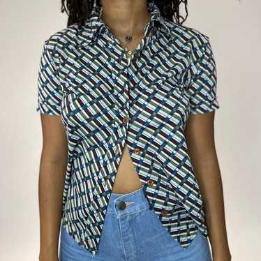 90s Geo Earth Tone Top - image 1