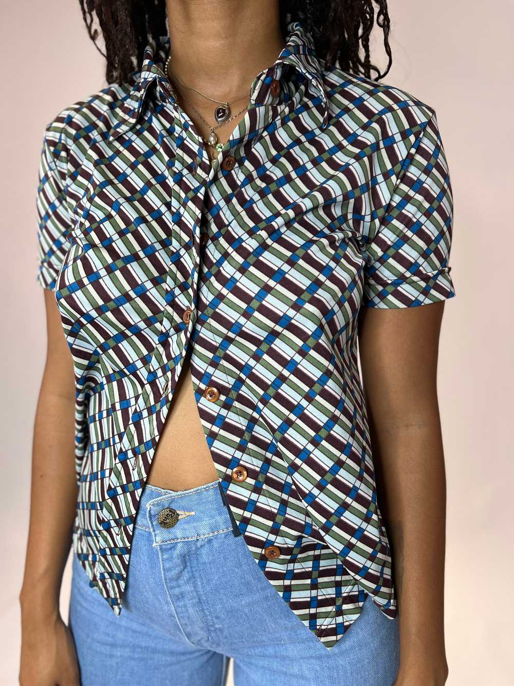 90s Geo Earth Tone Top - image 2