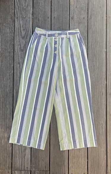 Saint Geraldine Cropped Wide Leg Striped Trousers…